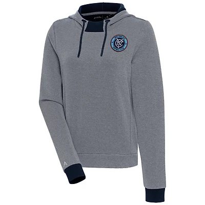 Women's Antigua  Navy New York City FC Axe Bunker Tri-Blend Pullover Hoodie