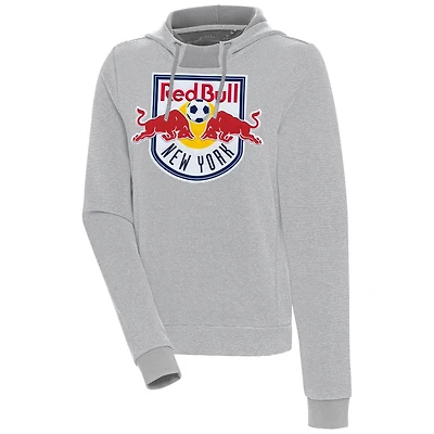 Women's Antigua  Gray/White New York Red Bulls Axe Bunker Tri-Blend Pullover Hoodie