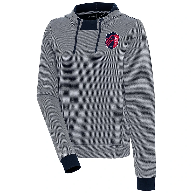 Women's Antigua Navy/ St. Louis City SC Axe Bunker Tri-Blend Pullover Hoodie