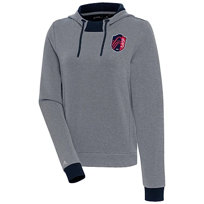 Women's Antigua Navy/ St. Louis City SC Axe Bunker Tri-Blend Pullover Hoodie