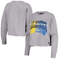 Women's The Wild Collective  Gray Golden State Warriors Band Cropped Long Sleeve T-Shirt