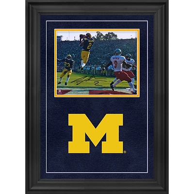 Charles Woodson Michigan Wolverines Autographed Deluxe Framed 8" x 10" Leaping Interception Photograph