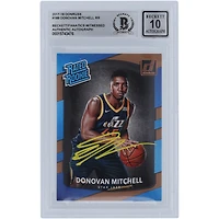 Donovan Mitchell Utah Jazz Autographed 2017-18 Panini Donruss Rated Rookie Yellow Ink #188 Beckett Fanatics Witnessed Authenticated 10 Rookie Card