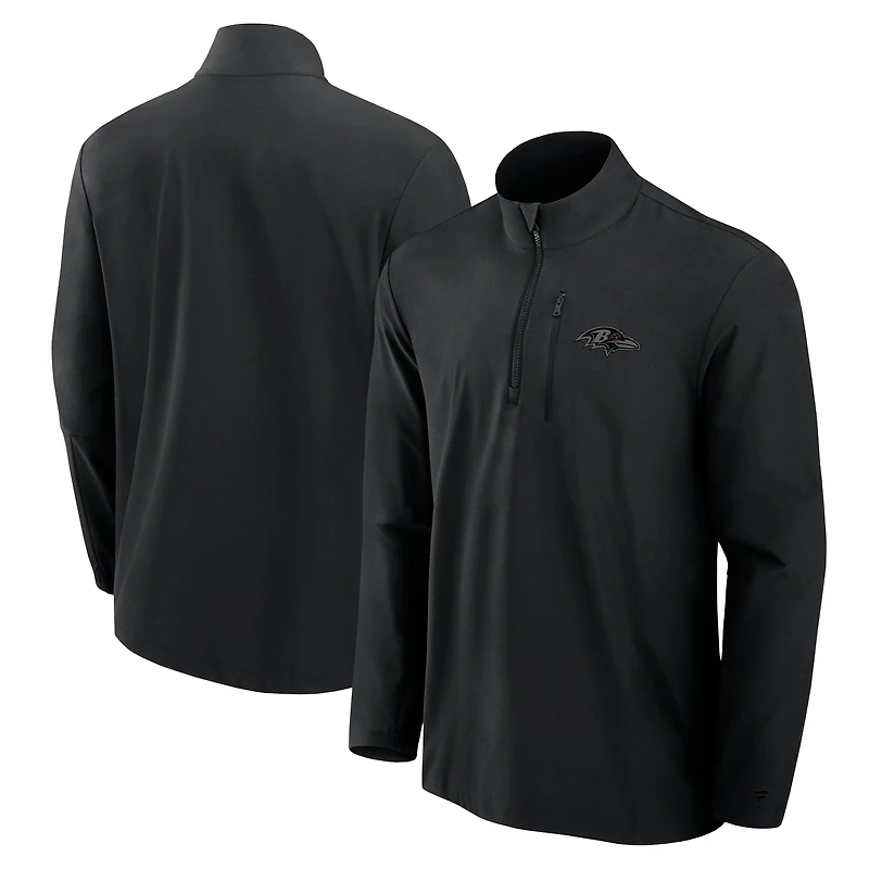 Men's Fanatics Black Baltimore Ravens Front Office Micro Tonal Quarter-Zip Pullover