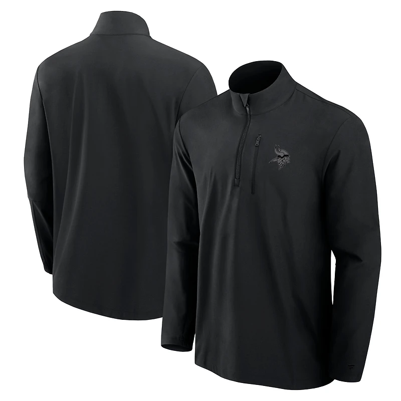 Men's Fanatics Black Minnesota Vikings Front Office Micro Tonal Quarter-Zip Pullover