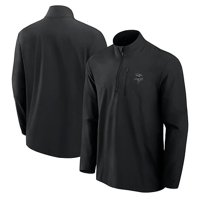 Men's Fanatics Black Minnesota Vikings Front Office Micro Tonal Quarter-Zip Pullover