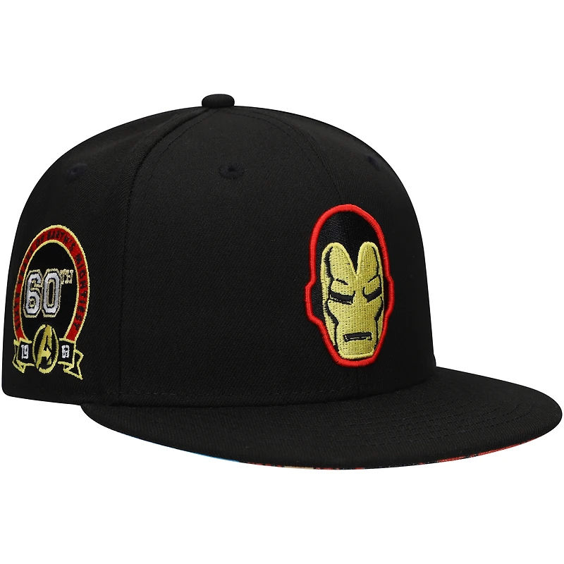 Men's Black Iron Man Marvel 60th Anniversary Snapback Hat
