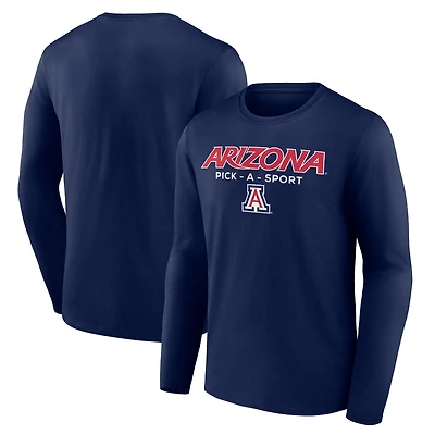 Men's Navy Arizona Wildcats Authentic Pick-A-Sport Long Sleeve T-Shirt