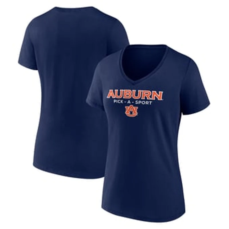 Women's Navy Auburn Tigers Authentic Pick-A-Sport V-Neck T-Shirt