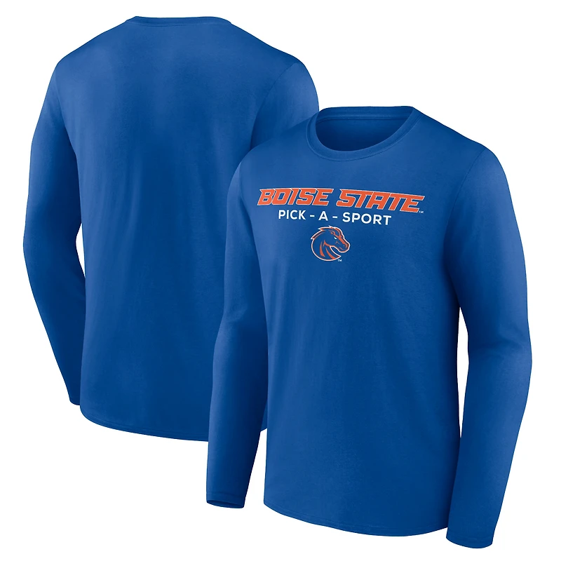 Men's Royal Boise State Broncos Authentic Pick-A-Sport Long Sleeve T-Shirt