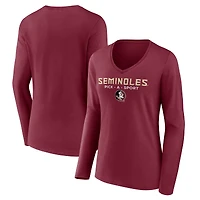 Women's Garnet Florida State Seminoles Authentic Pick-A-Sport Long Sleeve V-Neck T-Shirt