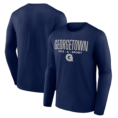 Men's Navy Georgetown Hoyas Authentic Pick-A-Sport Long Sleeve T-Shirt