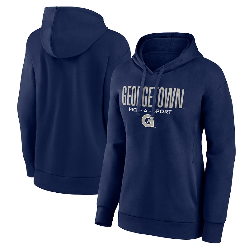 Women's Navy Georgetown Hoyas Authentic Pick-A-Sport Pullover Hoodie