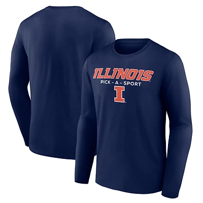 Men's Navy Illinois Fighting Illini Authentic Pick-A-Sport Long Sleeve T-Shirt
