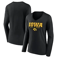 Women's Black Iowa Hawkeyes Authentic Pick-A-Sport Long Sleeve V-Neck T-Shirt