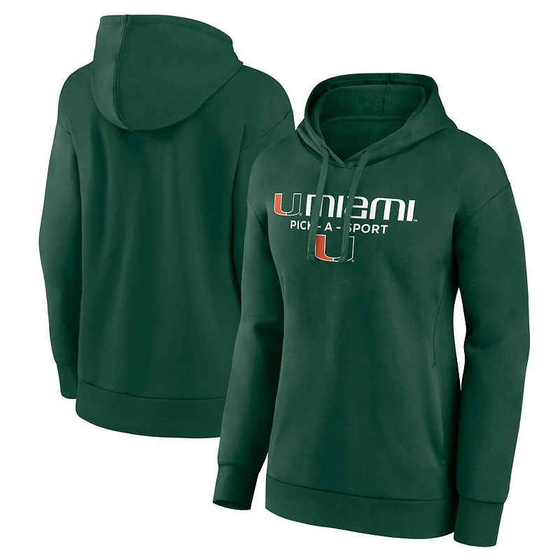 Women's Green Miami Hurricanes Authentic Pick-A-Sport Pullover Hoodie
