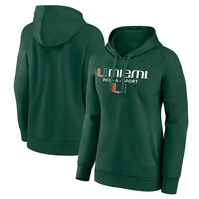 Women's Green Miami Hurricanes Authentic Pick-A-Sport Pullover Hoodie