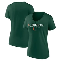 Women's Green Miami Hurricanes Authentic Pick-A-Sport V-Neck T-Shirt