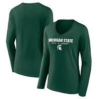 Women's Green Michigan State Spartans Authentic Pick-A-Sport Long Sleeve V-Neck T-Shirt