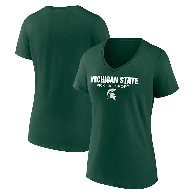 Women's Green Michigan State Spartans Authentic Pick-A-Sport V-Neck T-Shirt