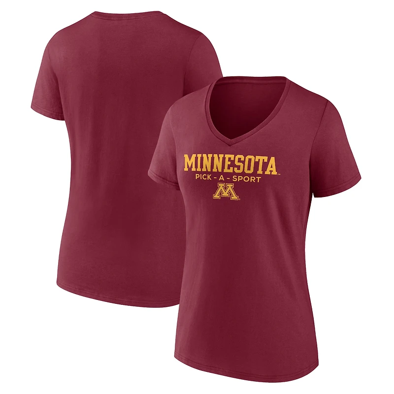 Women's Maroon Minnesota Golden Gophers Authentic Pick-A-Sport V-Neck T-Shirt