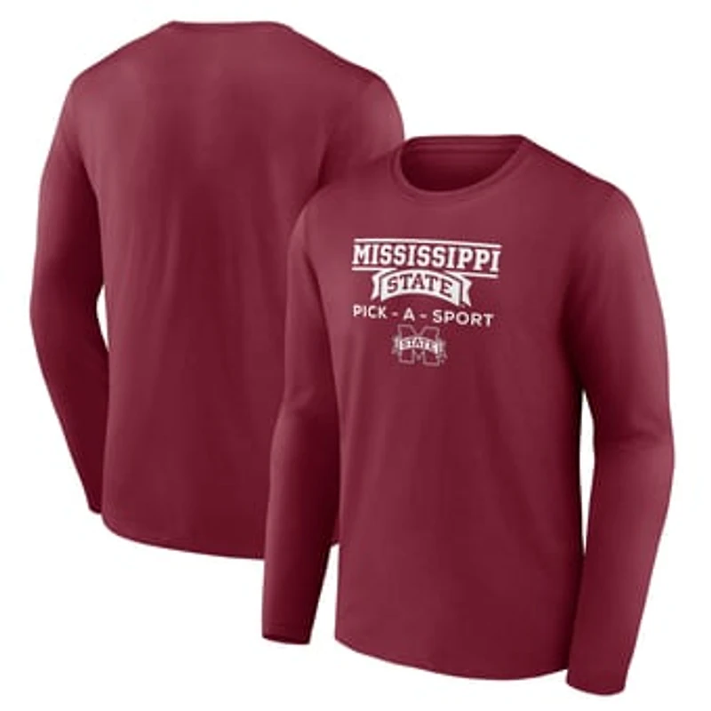 Men's Maroon Mississippi State Bulldogs Authentic Pick-A-Sport Long Sleeve T-Shirt