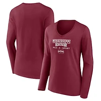 Women's Maroon Mississippi State Bulldogs Authentic Pick-A-Sport Long Sleeve V-Neck T-Shirt