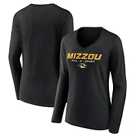 Women's Black Missouri Tigers Authentic Pick-A-Sport Long Sleeve V-Neck T-Shirt