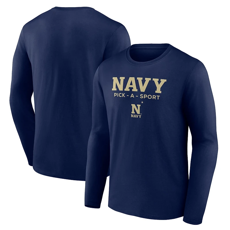 Men's Navy Navy Midshipmen Authentic Pick-A-Sport Long Sleeve T-Shirt