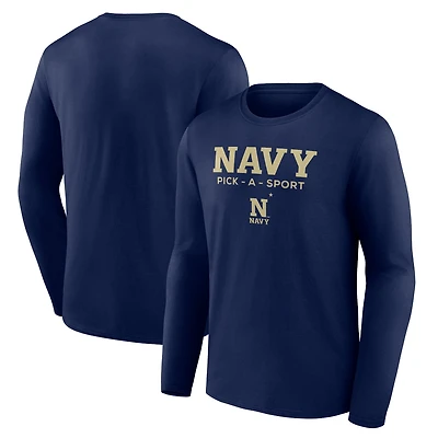 Men's Navy Navy Midshipmen Authentic Pick-A-Sport Long Sleeve T-Shirt