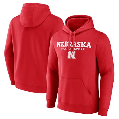 Men's Scarlet Nebraska Huskers Authentic Pick-A-Sport Pullover Hoodie