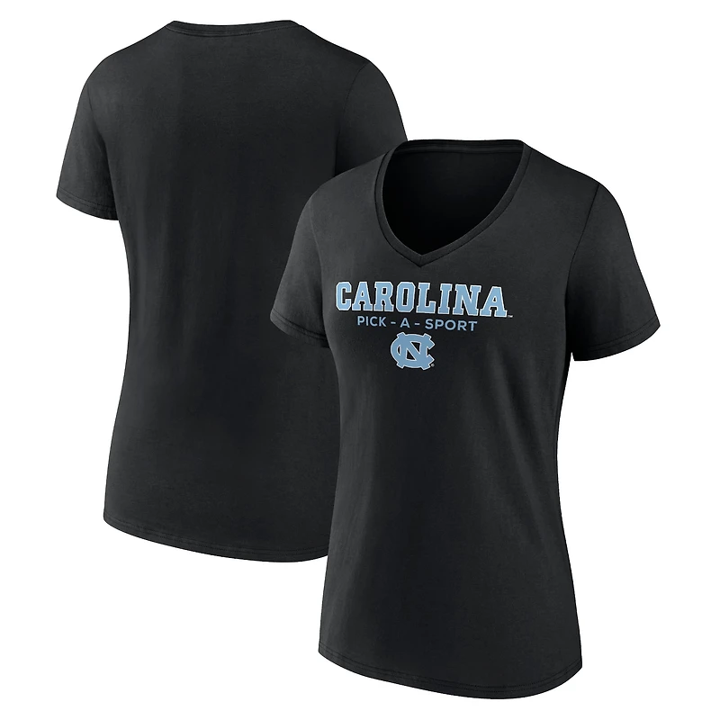 Women's Black North Carolina Tar Heels Authentic Pick-A-Sport V-Neck T-Shirt