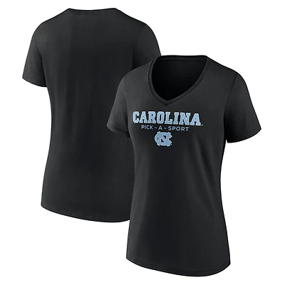 Women's Black North Carolina Tar Heels Authentic Pick-A-Sport V-Neck T-Shirt