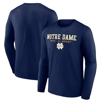Men's Navy Notre Dame Fighting Irish Authentic Pick-A-Sport Long Sleeve T-Shirt