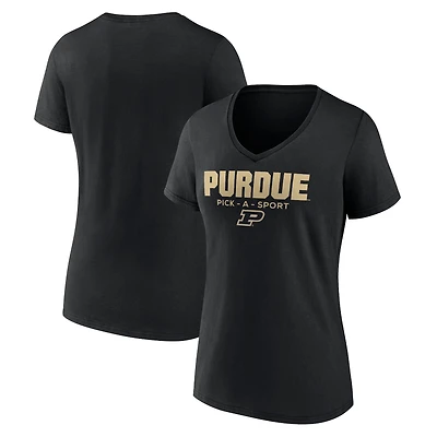 Women's Black Purdue Boilermakers Authentic Pick-A-Sport V-Neck T-Shirt