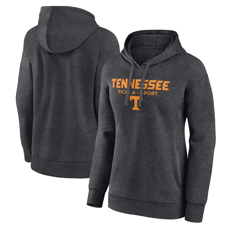 Women's Heather Charcoal Tennessee Volunteers Authentic Pick-A-Sport Pullover Hoodie