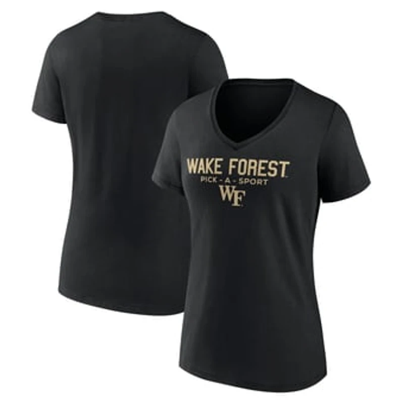 Women's Black Wake Forest Demon Deacons Authentic Pick-A-Sport V-Neck T-Shirt