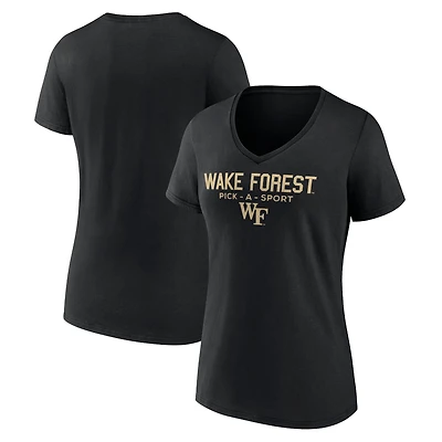 Women's Black Wake Forest Demon Deacons Authentic Pick-A-Sport V-Neck T-Shirt