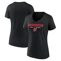 Women's Black Wisconsin Badgers Authentic Pick-A-Sport V-Neck T-Shirt