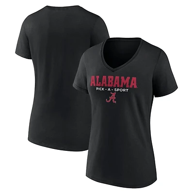 Women's Black Alabama Crimson Tide Authentic Pick-A-Sport V-Neck T-Shirt