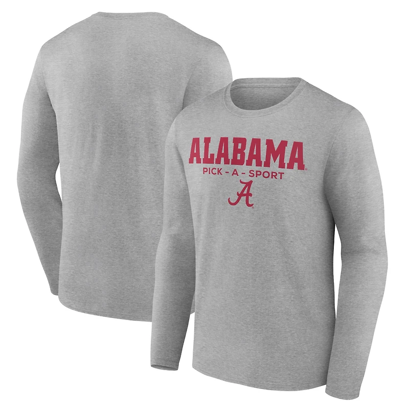Men's Gray Alabama Crimson Tide Authentic Pick-A-Sport Long Sleeve T-Shirt