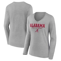 Women's Heather Gray Alabama Crimson Tide Authentic Pick-A-Sport Long Sleeve V-Neck T-Shirt