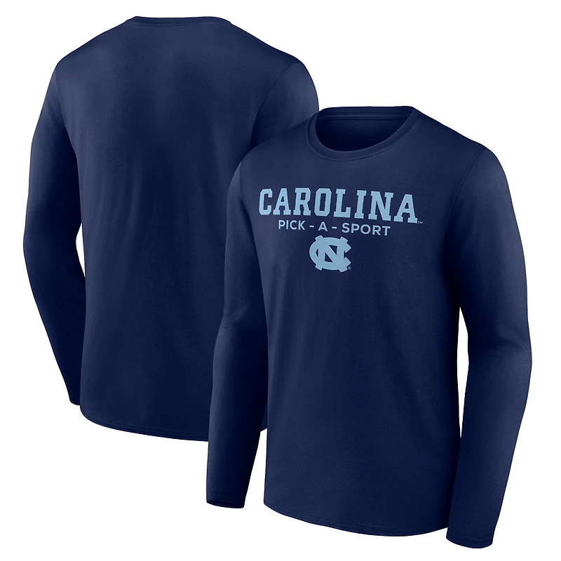 Men's Navy North Carolina Tar Heels Authentic Pick-A-Sport Long Sleeve T-Shirt