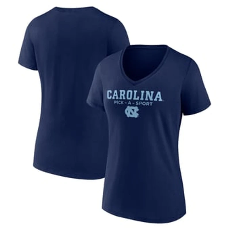Women's Navy North Carolina Tar Heels Authentic Pick-A-Sport V-Neck T-Shirt