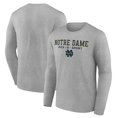 Men's Heather Gray Notre Dame Fighting Irish Authentic Pick-A-Sport Long Sleeve T-Shirt