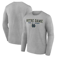 Men's Heather Gray Notre Dame Fighting Irish Authentic Pick-A-Sport Long Sleeve T-Shirt