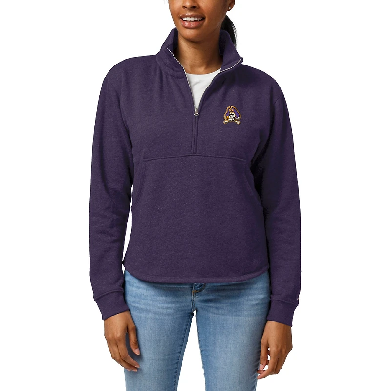 Women's League Collegiate Wear  Heather Purple ECU Pirates Victory Springs Tri-Blend Quarter-Zip Pullover Sweatshirt