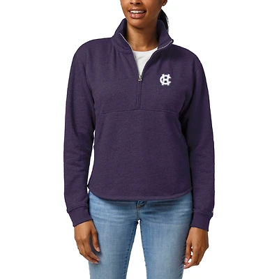 Women's League Collegiate Wear  Heather Purple Holy Cross Crusaders Victory Springs Tri-Blend Quarter-Zip Pullover Sweatshirt