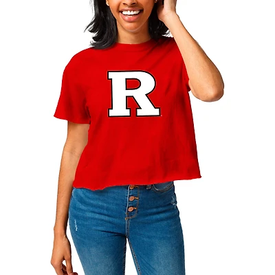 Women's League Collegiate Wear Scarlet Rutgers Knights Clothesline Cropped T-Shirt
