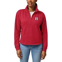 Women's League Collegiate Wear Heather Scarlet Rutgers Scarlet Knights Victory Springs Tri-Blend Quarter-Zip Pullover Sweatshirt